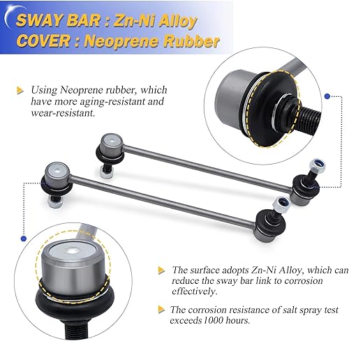 Miniatura 4 de Enlaces de barra estabilizadora delantera izquierda y derecha de aleación de zinc y níquel de 10.63 "para Hyundai Azera 12-17, Sonata 12-15, Kia