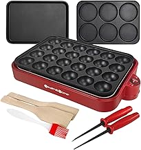 Health and Home Multifunction Nonstick Baking Maker with 3 Interchangeable Baking Plates for Fried Eggs, Fried Steak, Takoyaki, Cake Pops, Grill Maker