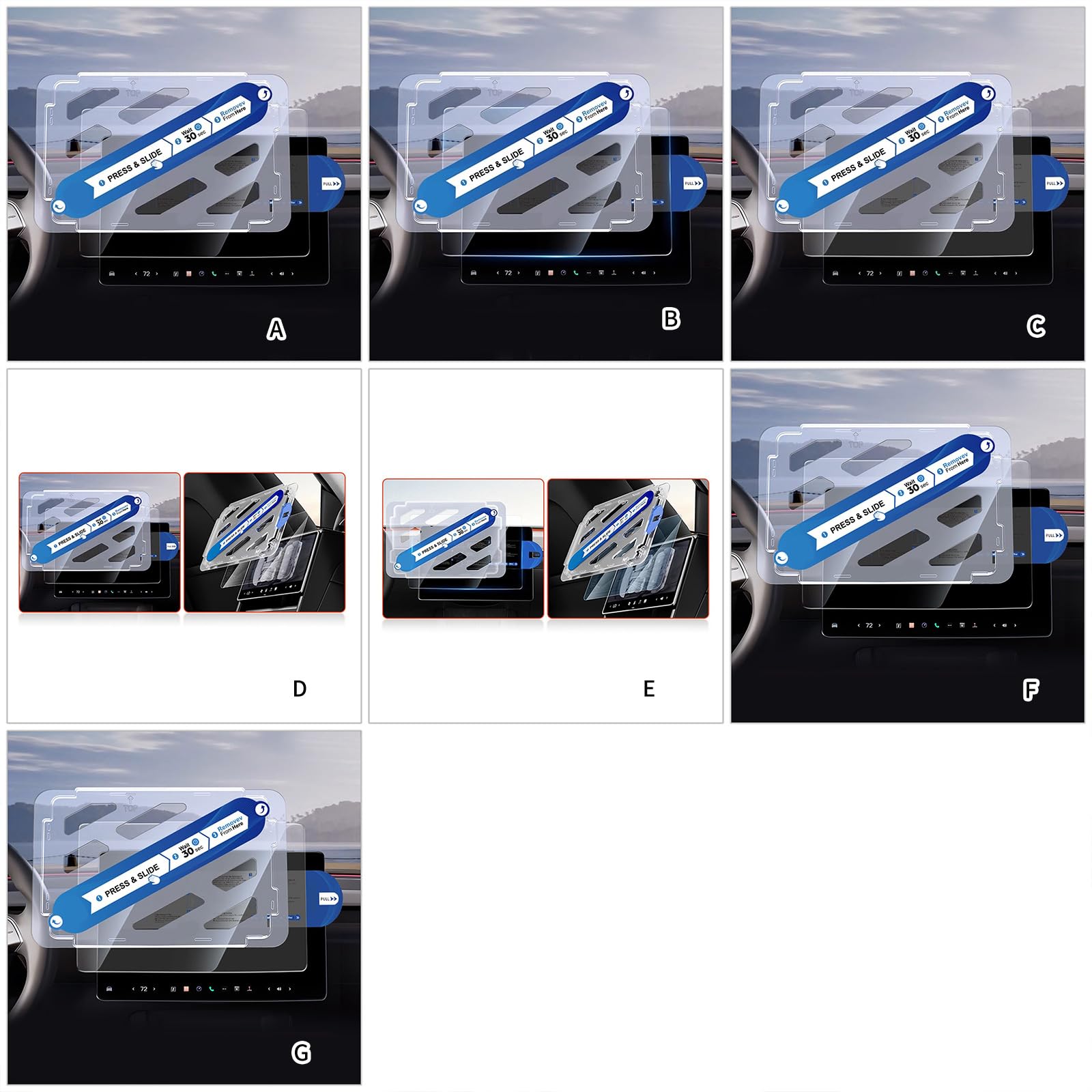 Protezione dello schermo 3Y Juniper Glass Protector Posizione Incorniciato Facile installazione Posizione vetro con telaio Protezione anteriore posteriore Protezione di controllo centrale Facile