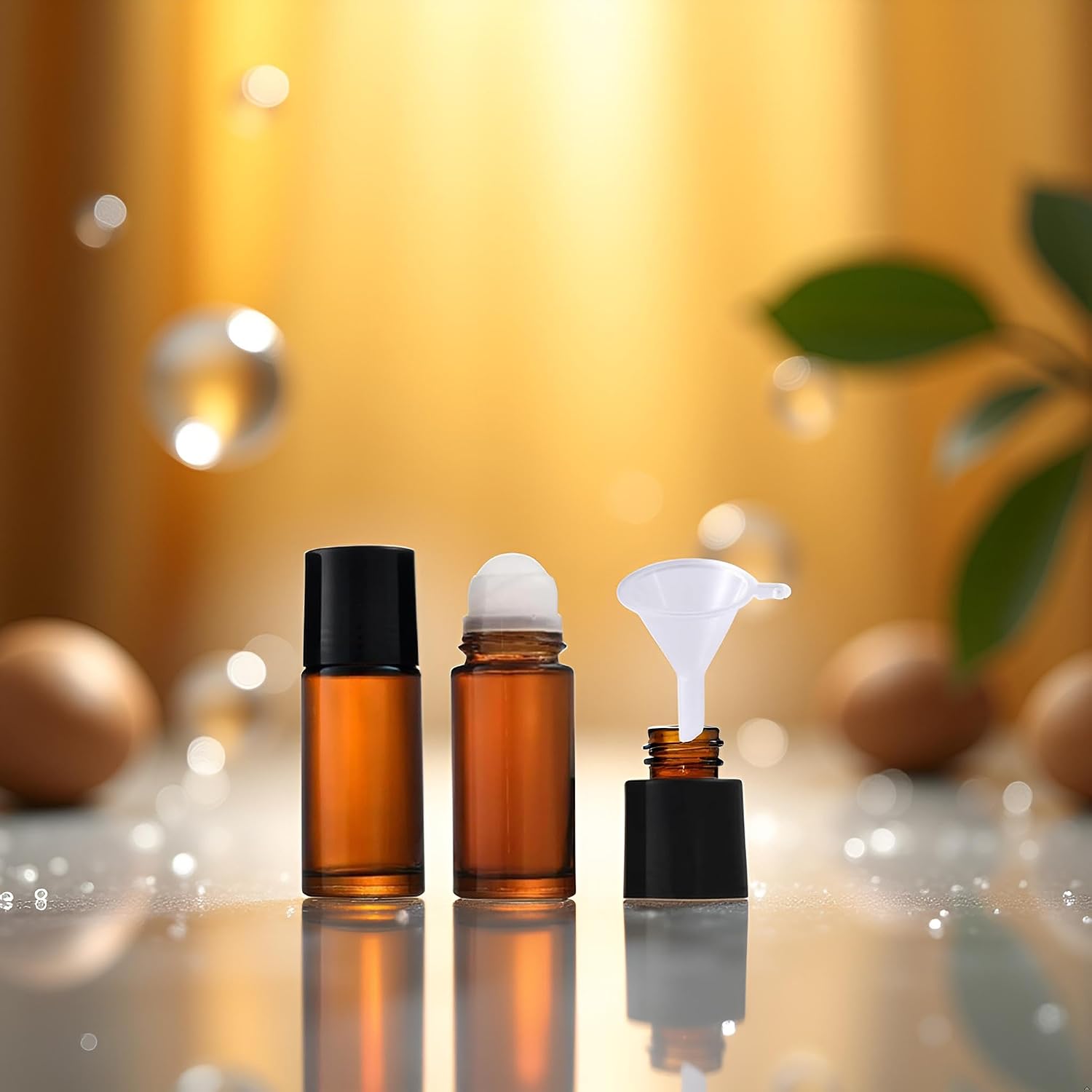 2Pcs Brown Glass Essential Oil Roller Bottles Refillable Roll on Bottles Empty Deodorant Bottle Containers Rollerball Beauty Personal Care Fragrance Cosmetics Tools (50ML)