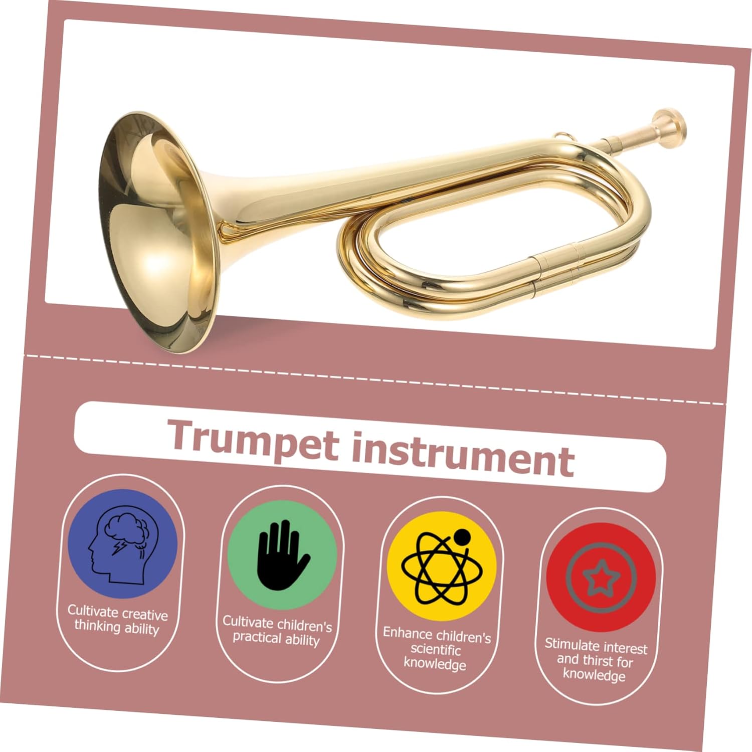 TOYANDONA Copper Golden Bugle Trumpet Military Trumpet for Orchestra School Band Polished Resistant Instrument with Crisp Sound