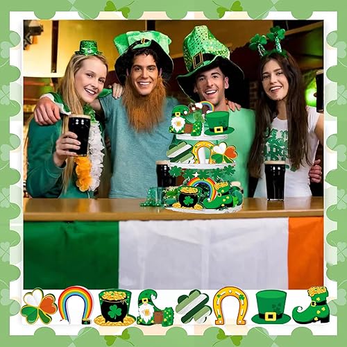 Miniatura 6 de 4 letreros de madera para mesa del día de San Patricio gnomos de trébol de la suerte decoración de mesa de San Patricio centro de mesa irlandesa de