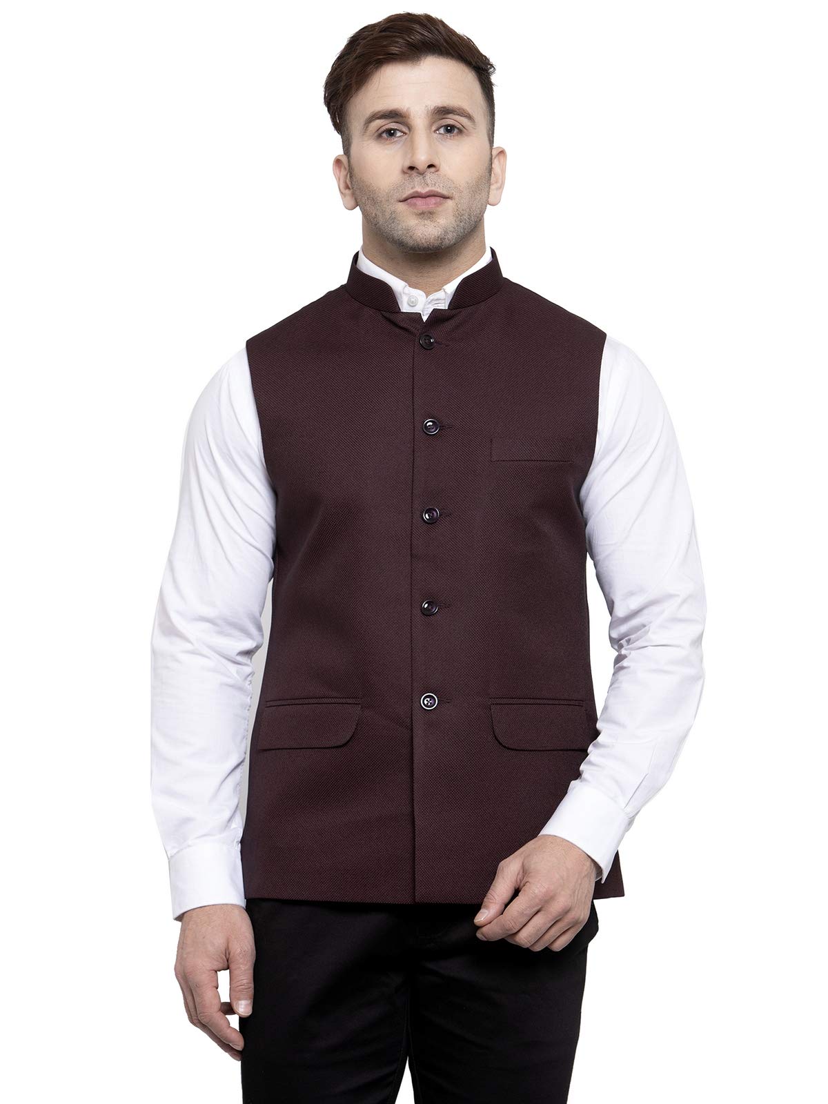 WINTAGEMen's Poly Cotton Festive and Casual Nehru Jacket Vest Waistcoat