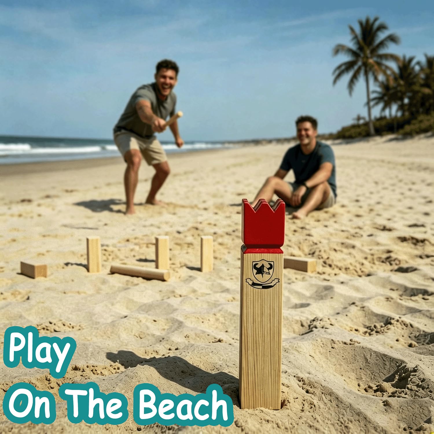 Kubb Outdoor Game Viking Game Hardwood Garden Throwing Toy with Carry Bag (28 x 5.5 x 5.5 cm-King)