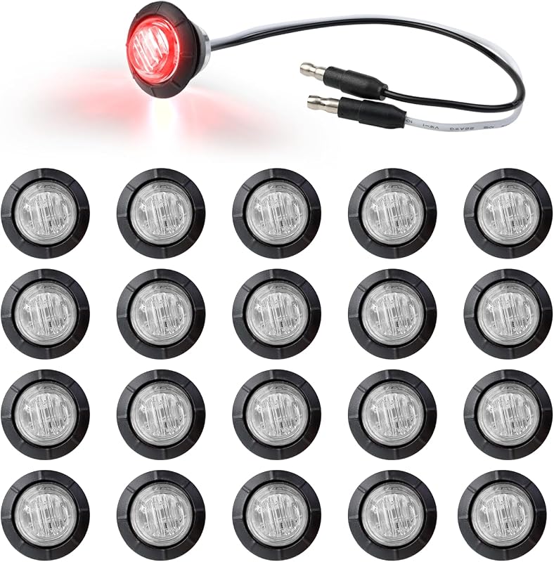Luzes de posição laterais LED Ledvillage com lente vermelha cristalina, 12 V DC e conector – Kit com 20 unidades