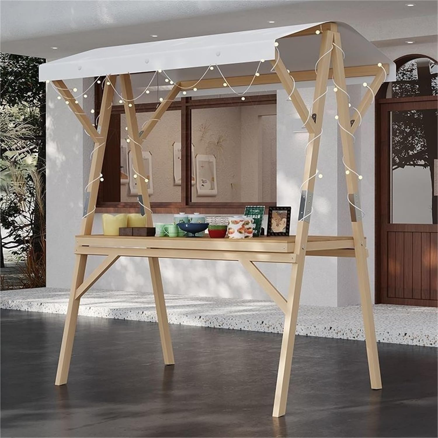 Collapsible Wagon Cart with Wheels Foldable Folding Wagons Carts Silent Universal Wheels,Foldable Street Food Cart with CanopyPerfect for Vendors at Trade Shows Events Fairs & Outdoor Market