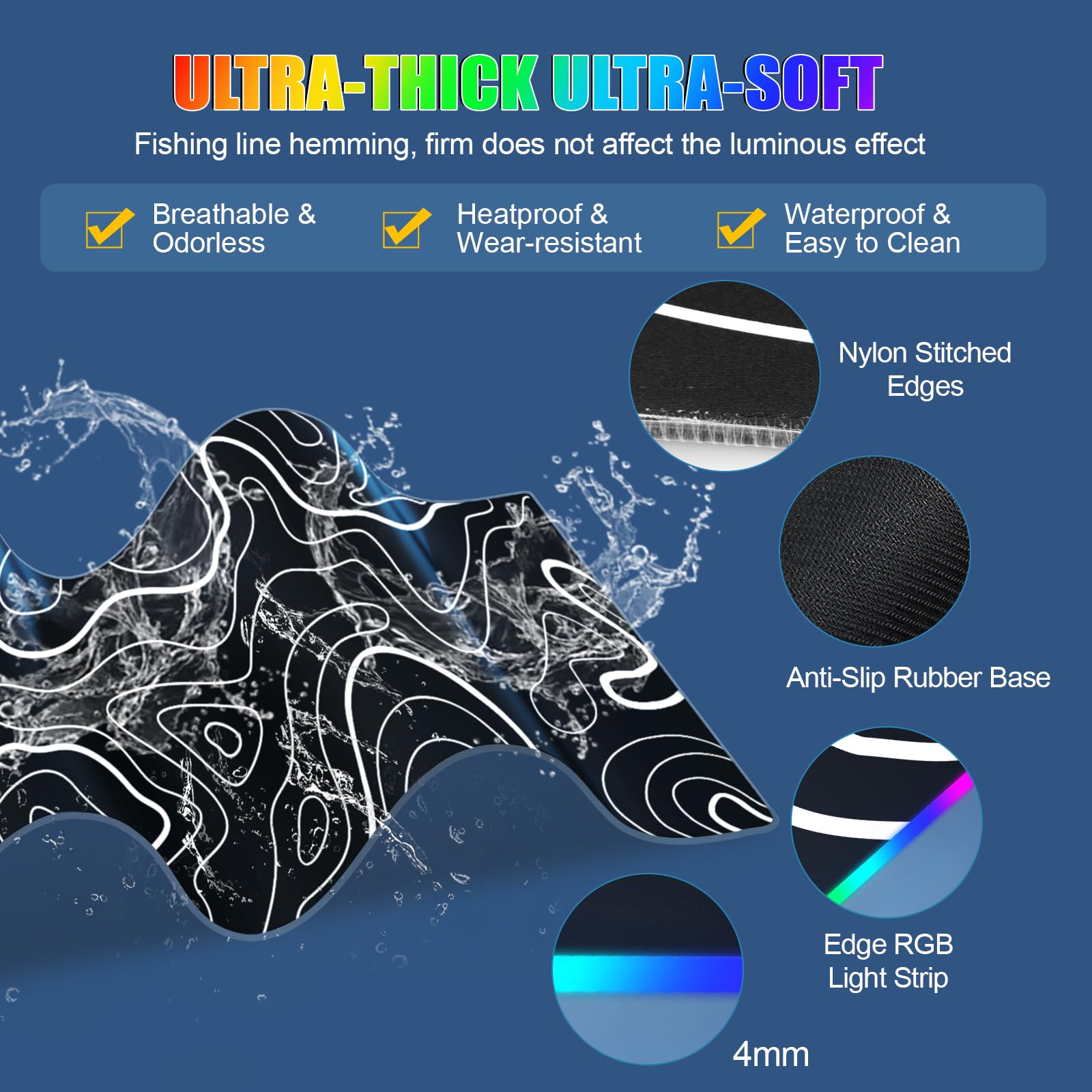 Tappetino per mouse con supporto per telefono, tappetino da scrivania con ricarica wireless, tappetino per mouse da gaming RGB Home Office grande tappetino da scrivania con superficie ultra liscia
