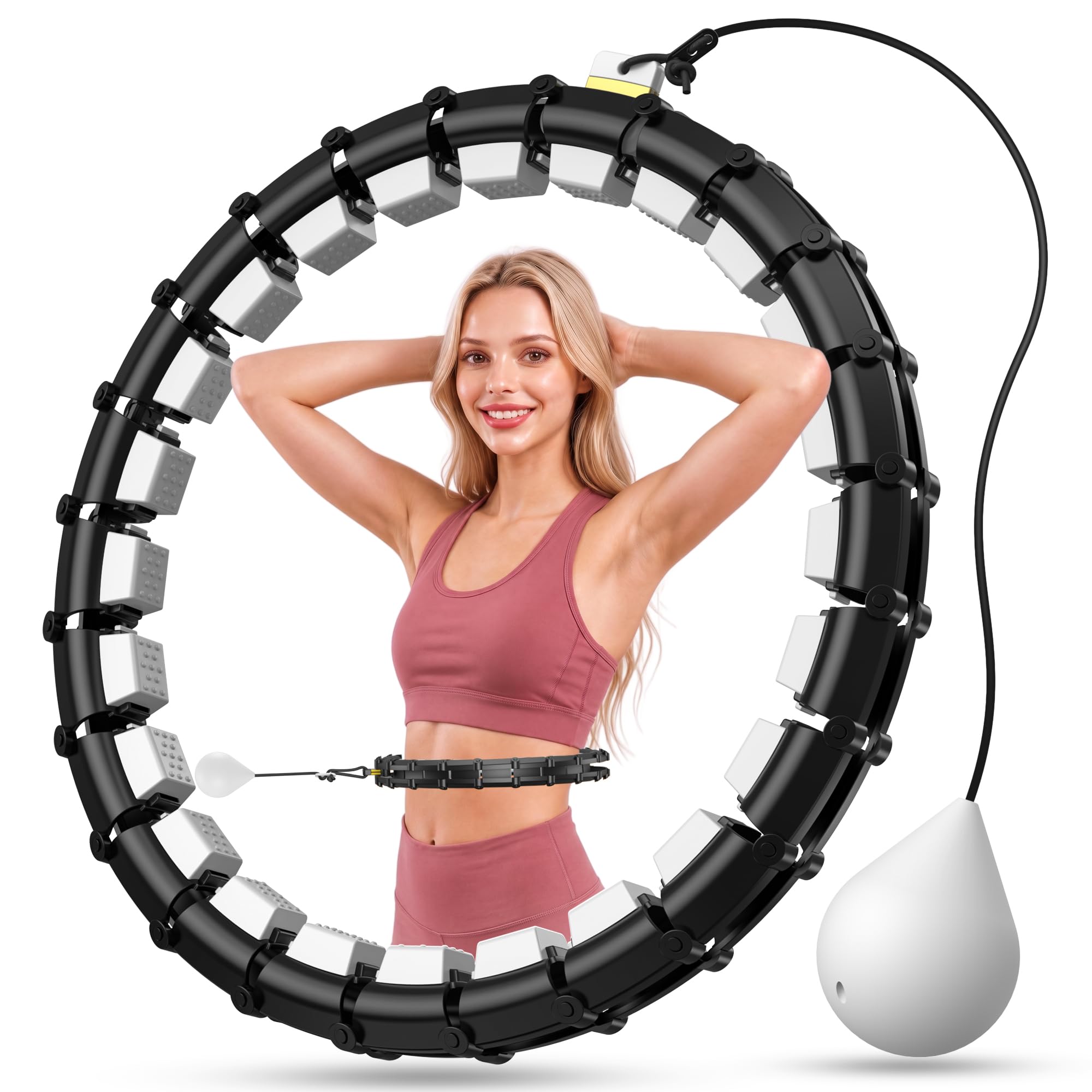 Weighted Infinity Fitness Hoop with Silent 24 Detachable Parts, 47 Inch