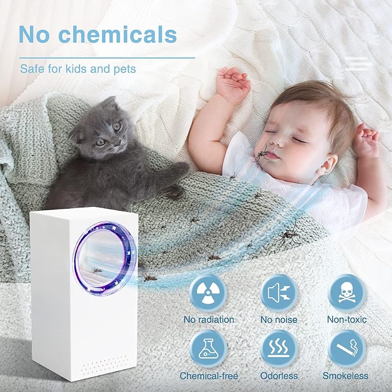 bubbacare Elektromos Rovarcsapda UV Fénnyel - USB Szúnyogirtó Lámpa, Hordozható Rovarölő Ventilátor, Beltéri és Kültéri Használatra, Csendes