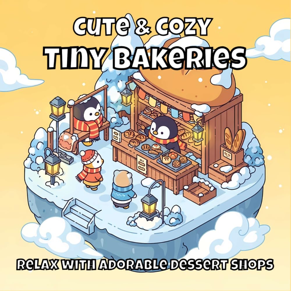 Tiny Bakeries Coloring Book: Cute & Cozy Coloring Book Featuring Adorable Dessert Shops, Kawaii Bakery Scenes and Relaxing Pages for Stress Relief (Tiny Worlds)
