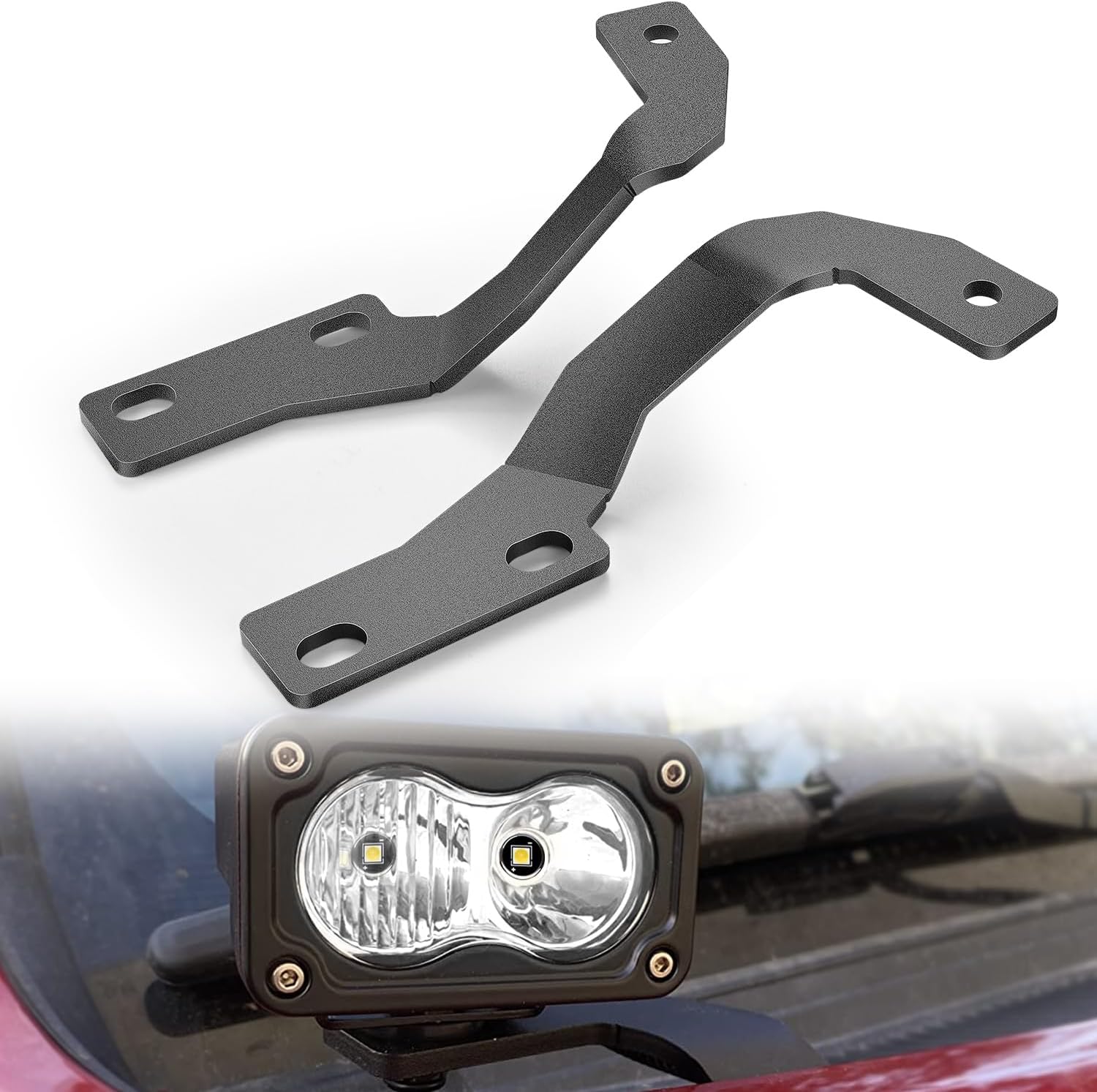 Nilight Ditch Light Brackets Hood Hinges Mount Bracket Kit for Auxiliary Offroad LED Pod Light Work Light on 2005-2015 Toyota 4Runner