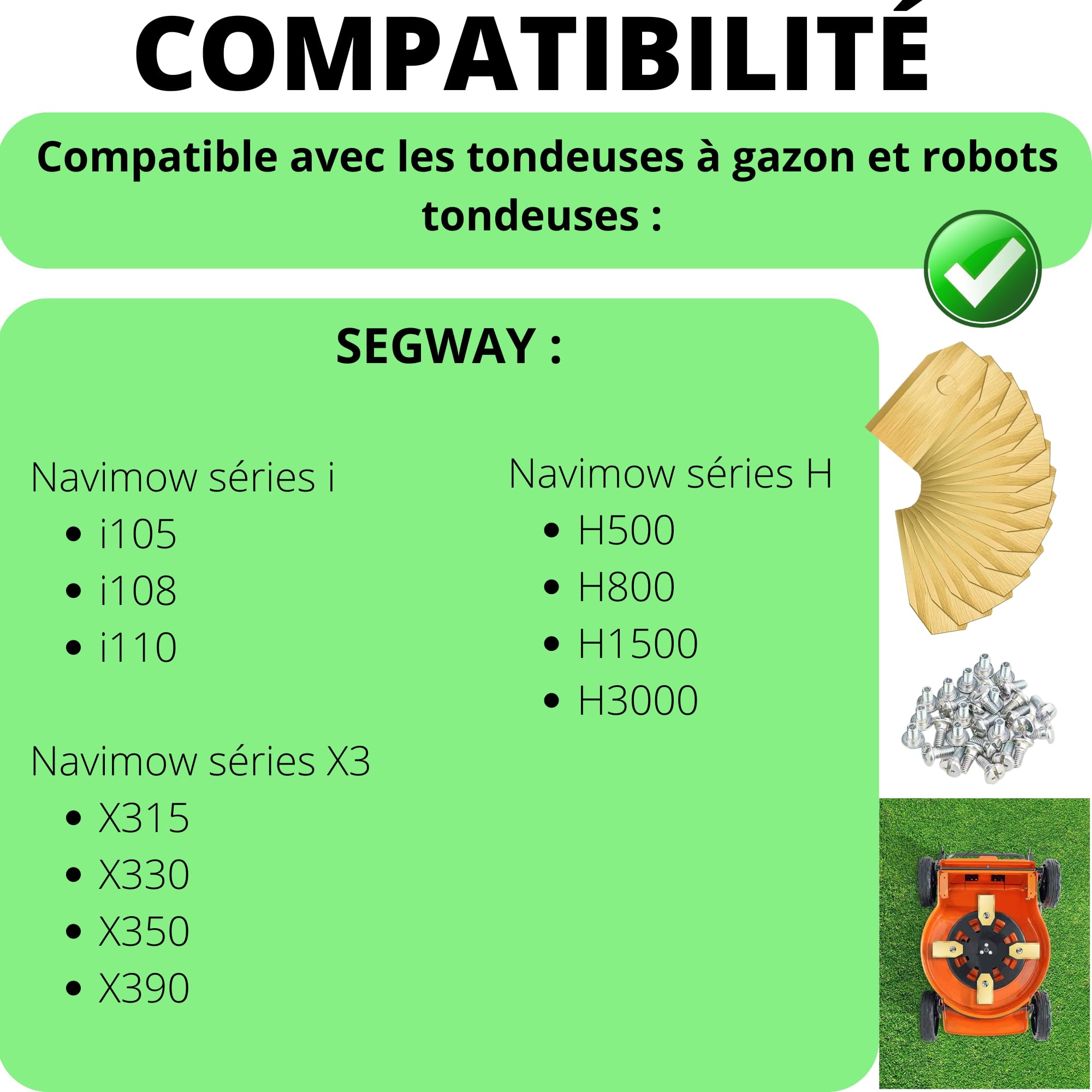 Lame de rechange pour tondeuse à gazon robot tondeuse Segway Navimow i105/i108/i110/X315/X330/X350/X390/H500/H800/H1500/H3000 [Lot 45] Phonillico