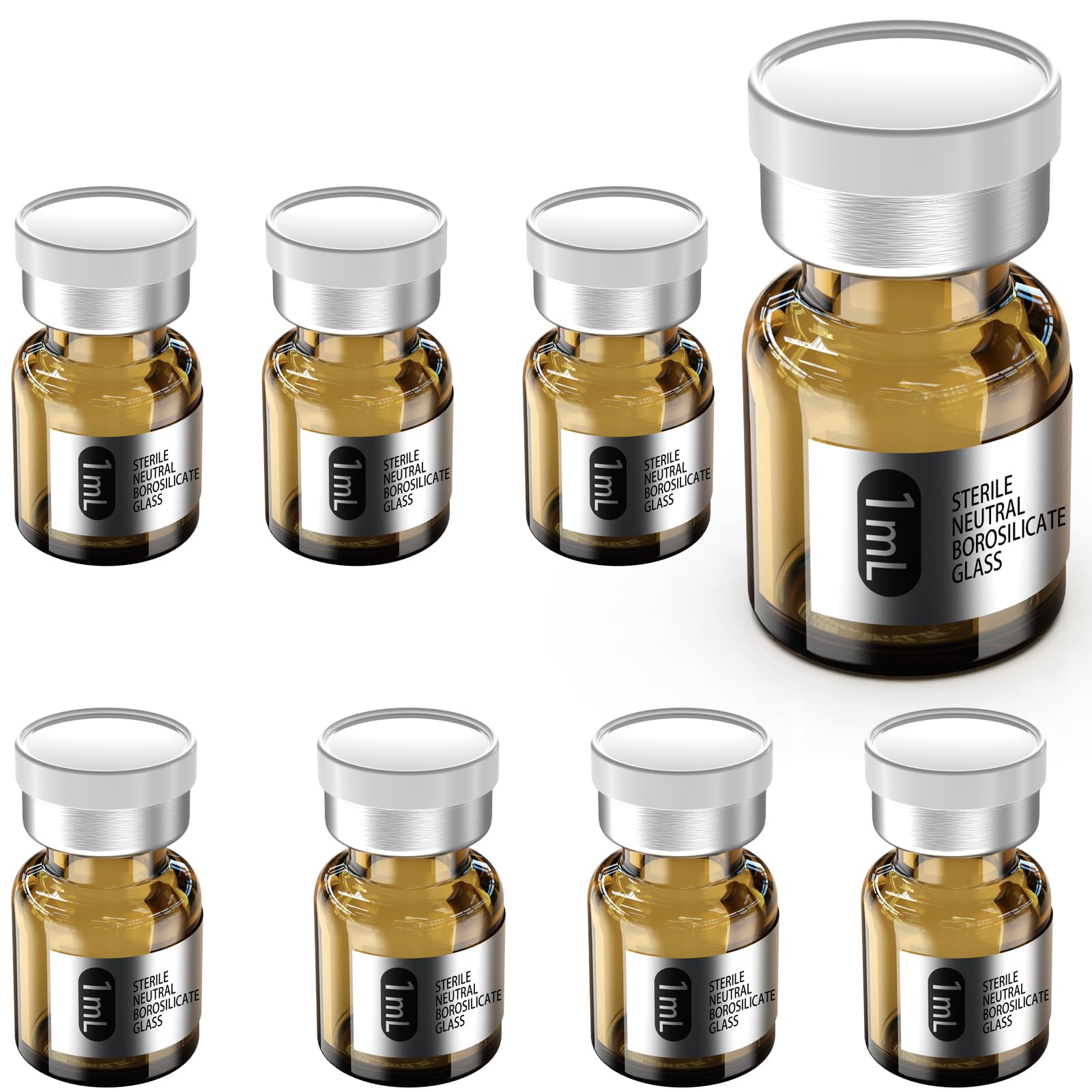 8x 3mL Empty Sterile Vials With Stoppers – Borosilicate Glass Vials For DIY Filling (Seal With Crimper)