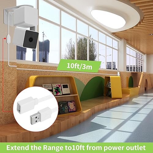 Miniatura 3 de Cable de extensión USB de 10 pies compatible con WYZE Cam V3V2V4, Wyze Cam OG, WYZE Cam Pan V3V3 Pro V2, cable de carga de extensión impermeable
