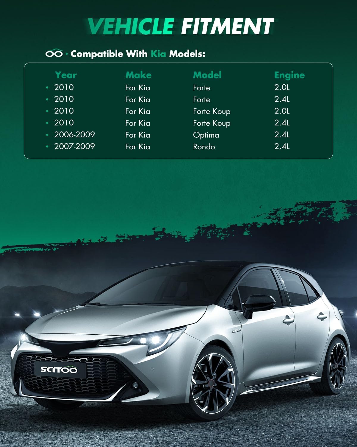 SCITOO Starter Motor fit for Hyundai for Genesis Coupe 2.0L 2010-2013,for Hyundai for Sonata 2.4L 2006-2009,for Kia for Forte 2.0L 2010 Replacement Starter 17989