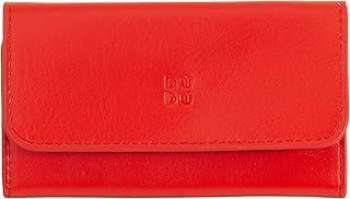 Llavero de Piel de Color con 5 Llaveros, Diseño Minimalista, con Botón Rojo Fuego