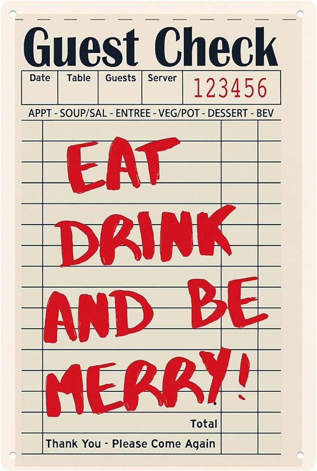 GYQYJPFZM Eat Drink And Be Merry Metal Sign Holiday Diner Style Wall Decor for Kitchen Pantry Bar Home 8 X 12 in