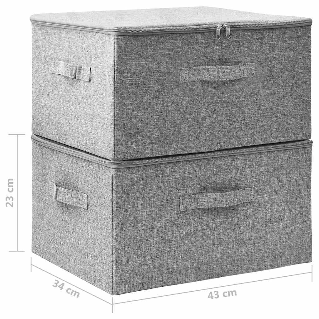 Faltbare Aufbewahrungsboxen 2er Set Stoff Grau 43 x 34 x 23 cm mit Griff für Schrank Regal Schublade Wohnzimmer Schlafzimmer Büro, platzsparend für Ordnung im Alltag
