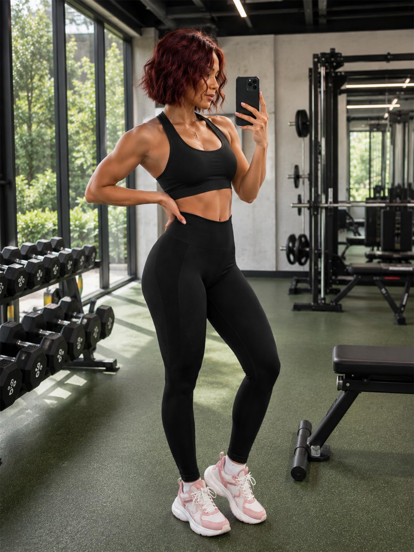 YEOREO Amplify legginsy dla kobiet bezszwowe legginsy scrunch podnoszące pośladki siłownia legginsy sportowe z wysokim stanem