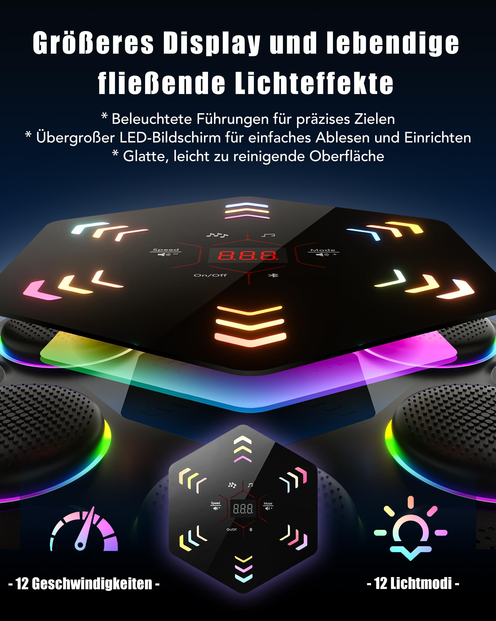 ALongSong Music Boxing Machine, Smart Bluetooth Boxmaschine mit Musik für Erwachsene Kinder, Rhythmus-Synchronisiert mit Großem Bildschirm/RGB-Beleuchtung Inklusive Boxhandschuhe, Fitness-Spaß Zuhause