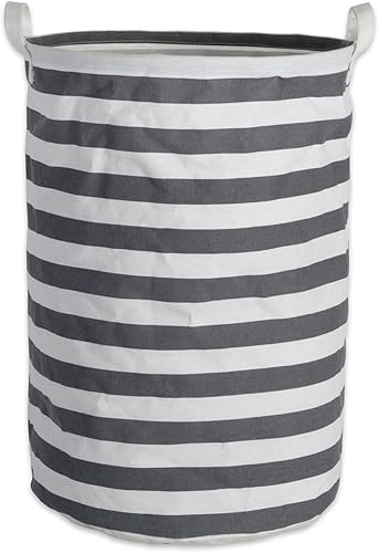 DII Laundy Collection - Contenedor plegable con revestimiento de polietileno, rayas grises, cesta para la ropa sucia