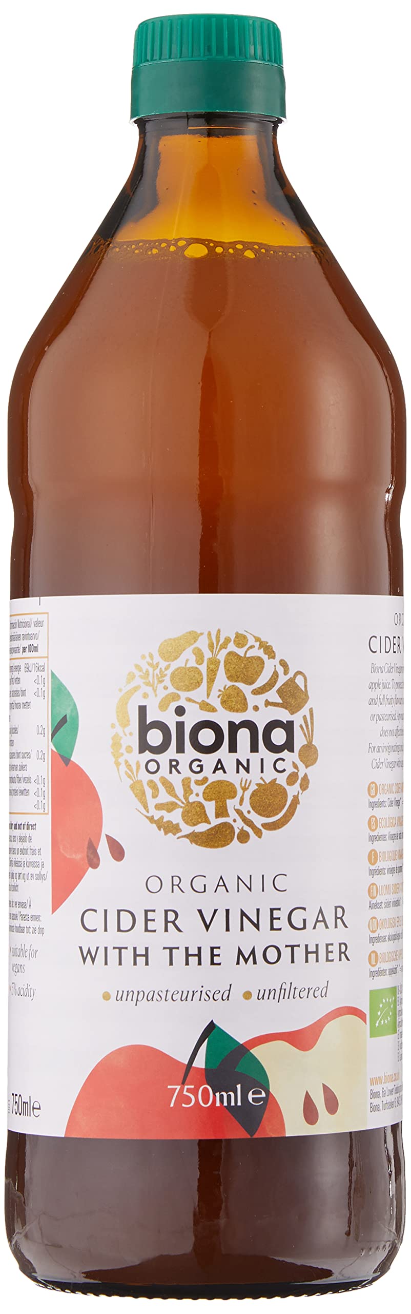 BionaCider Vinegar - Unfiltered, 750MlEU Organic