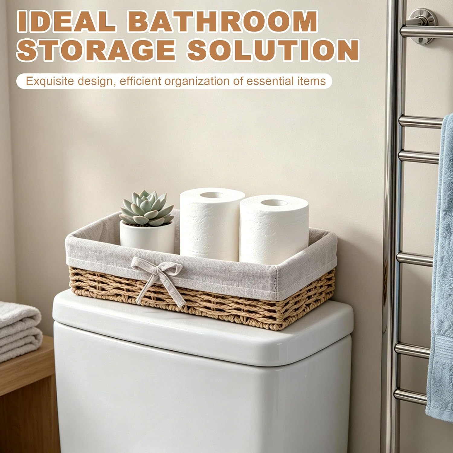 2-Piece Toilet Paper Storage Basket Set with Washable Liner