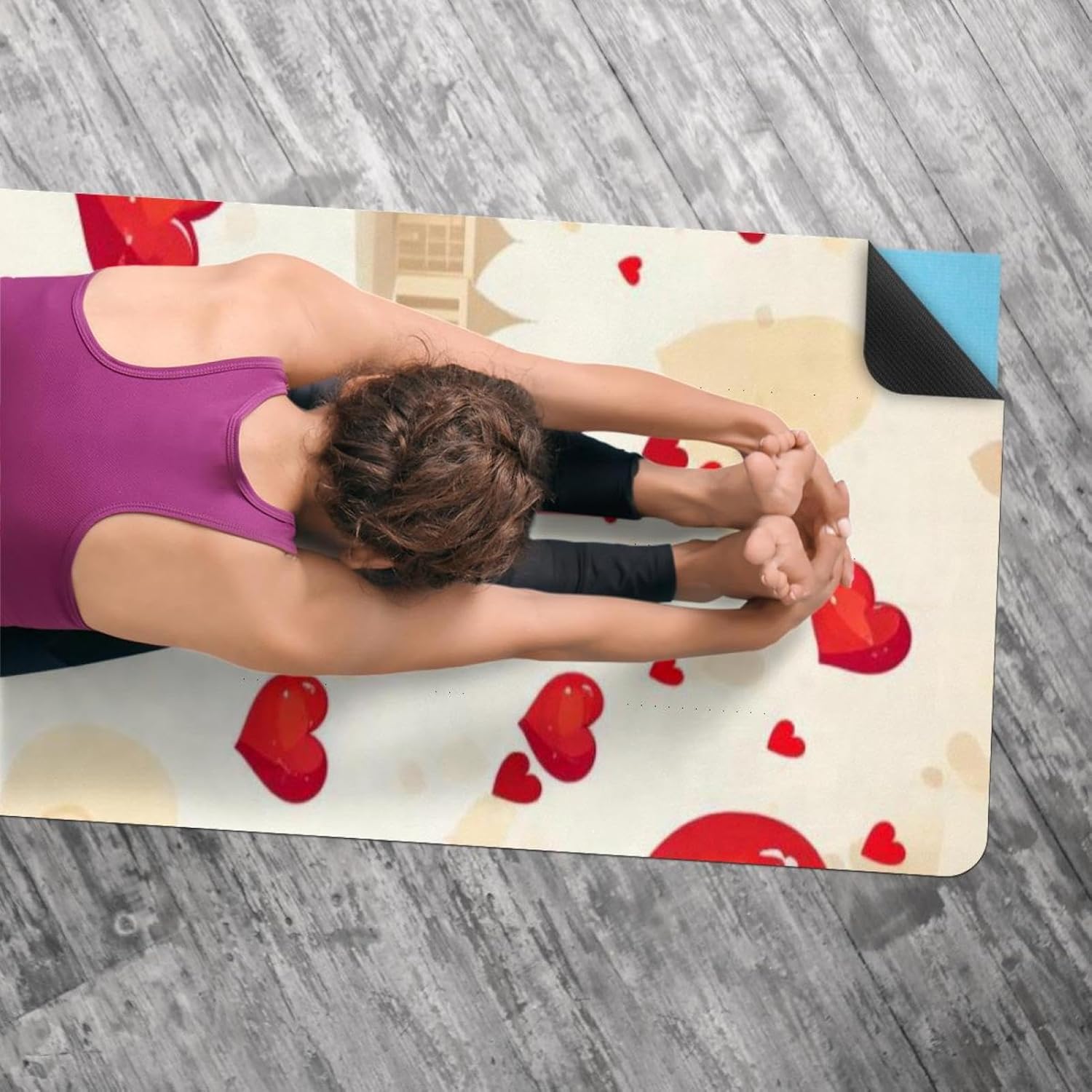 Yoga Towel, Eiffel Tower Valentine's Day Pattern Non Slip Sweat Absorbent Hot Yoga Mat Towel for Hot Yoga, Pilates and Fitness - 72.8" x 26.8"