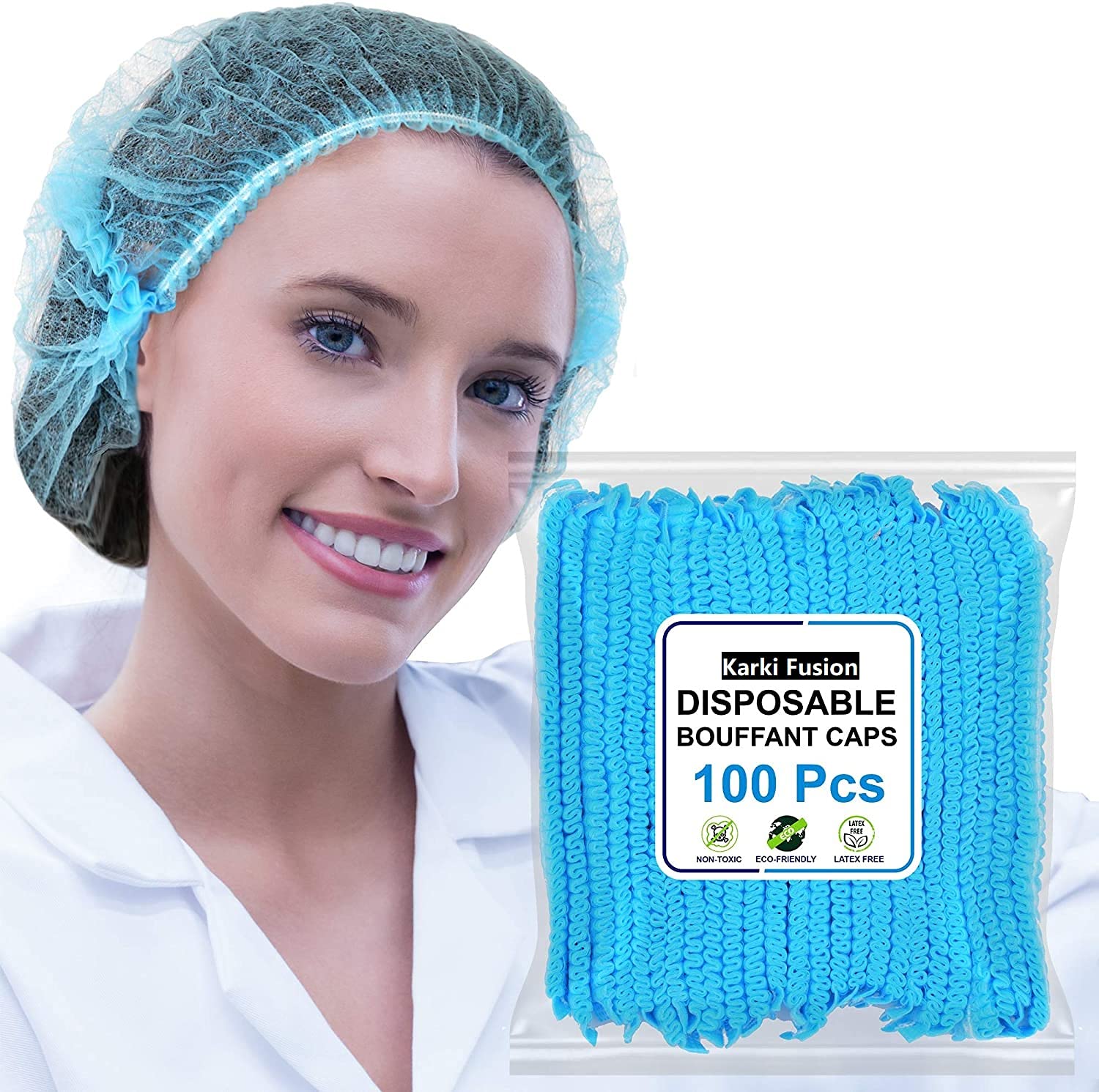 Karki Fusion Disposable bouffant/Surgical Cap/Cooking Non Woven Head Caps (Blue) (Pack of 100) (B097RQGKG5) Amazon Price History, Amazon Price Tracker