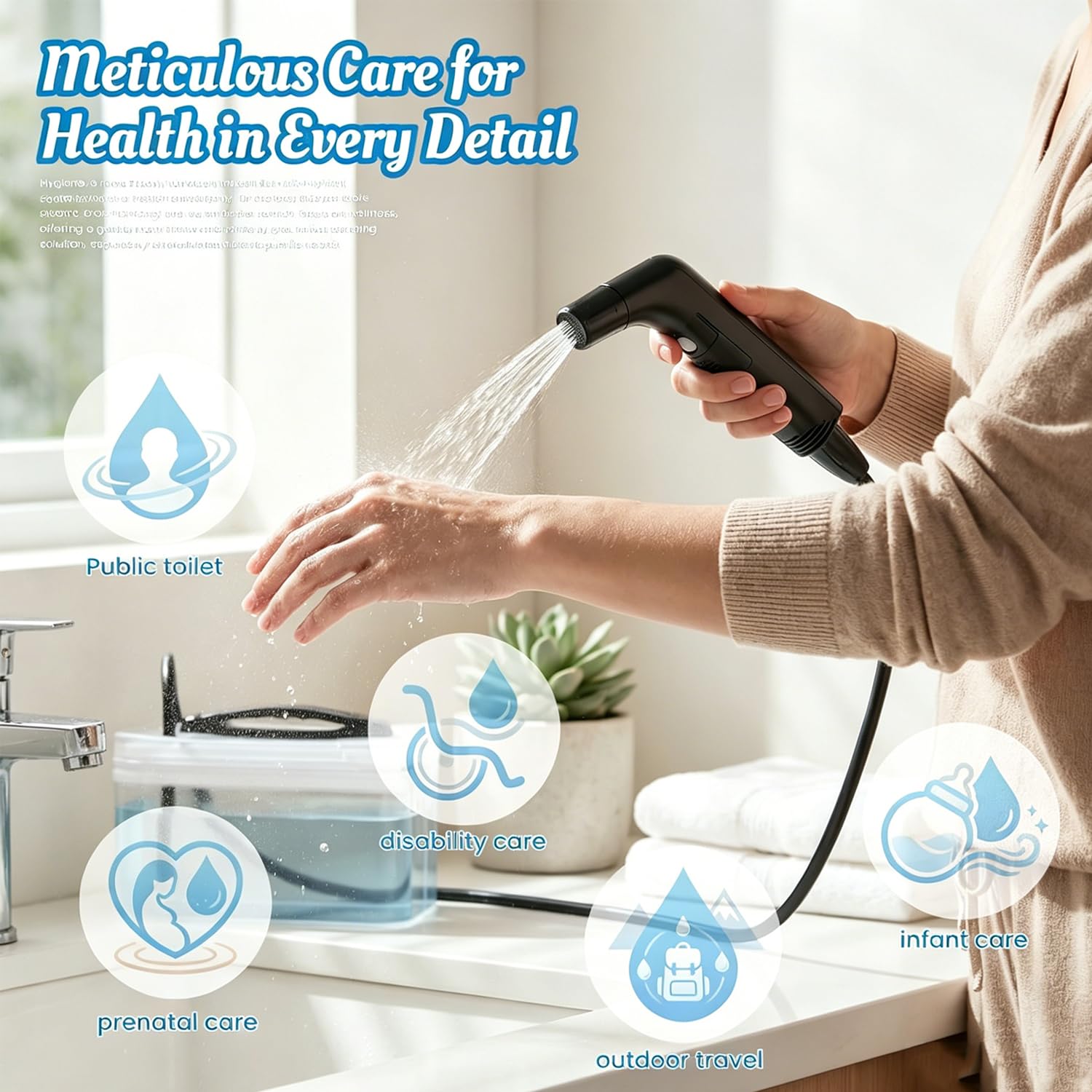 Zooma Przenośny bidet podróżny, elektryczny spray 2,3 l, ładowalny, ręczny bidet toaletowy, do higieny osobistej, kemping