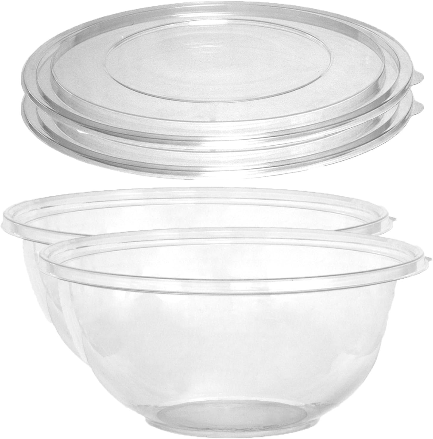 Party Essentials Soft Plastic 320-Ounce Serving/Catering Bowls, Clear with Clear Lids, Set of 2