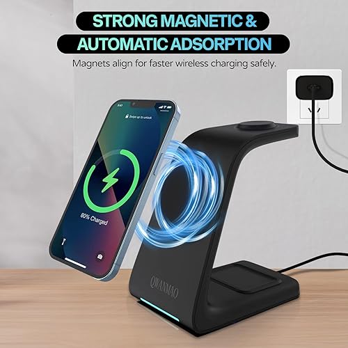 Miniatura 2 de Soporte de cargador inalámbrico rápido magnético para iPhone12-16/Pro/Pro Max/Plus/Mini, 5 W para Airpods3/2/Pro, 3W para iWatch 2-8/SE/Ultra,