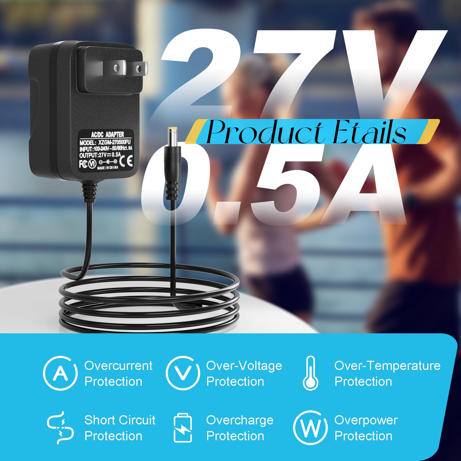 27V Charger for Sharper Image Massage Gun Compatible with Sharper Image 2437599 1011666 1013002 1012667 1013985 Powerboost Cordless Deep Tissue Massage Gun Power Supply