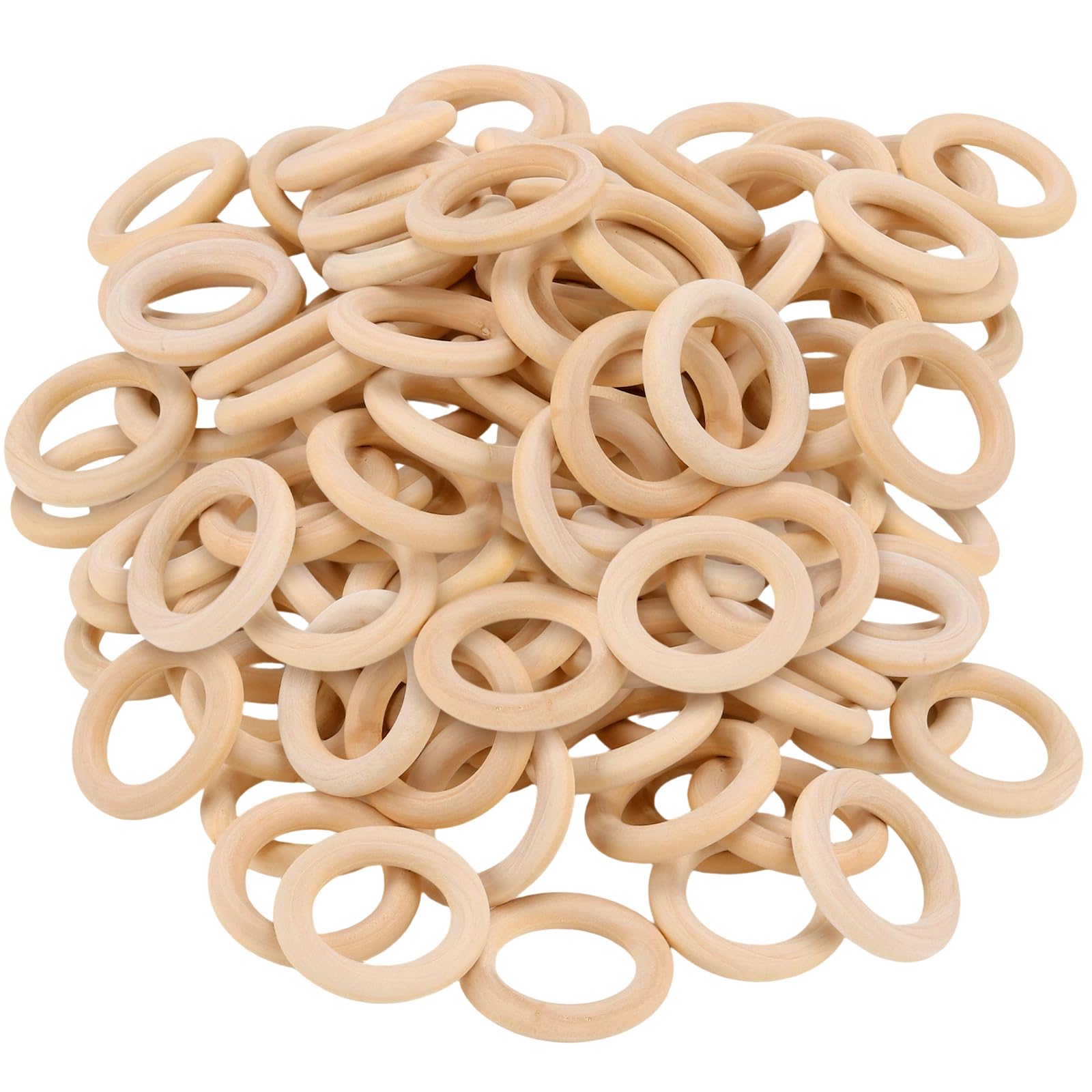SENJEOK 100 PCS 45mm Small Wooden Curtain Craft Rings, 4.5cm Mini Unfinished Wood Macrame Loops for Craft, Jewelry Making, Home Decor