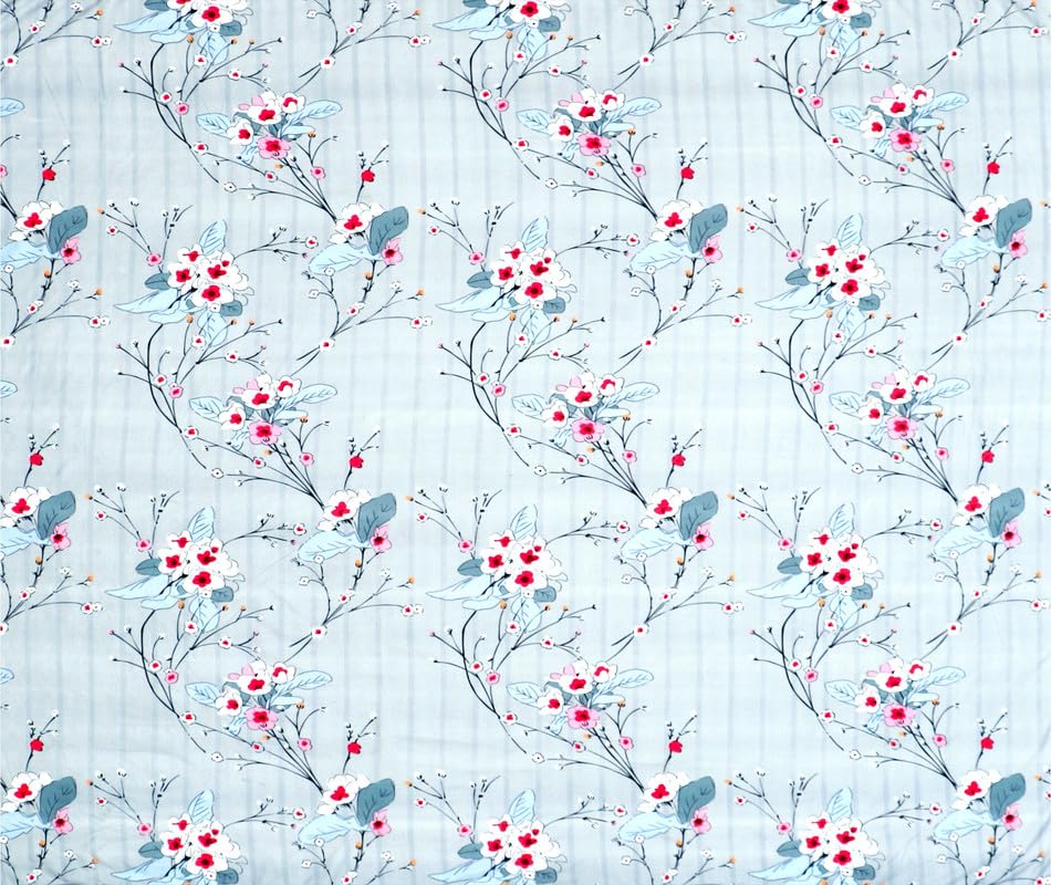 Image of la' amour Cotton Flat Double Bedsheets with 2 King Size Pillow Covers | Double Bed Breathable | Wrinklefree | Ultrasoft 180-220 tc Supersoft Floral | 90x90 Inches, Off White & Pink