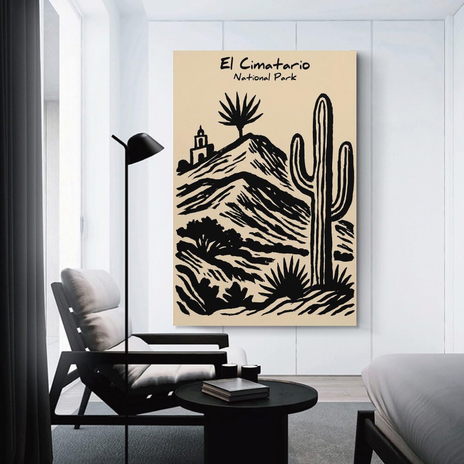 Junmoney El Cimatarrio National Park Illustration Canvas Wall Picture 24x36inch(60x90cm), for Study, Office Or Focused Interiors, Home Office Artwork with Decorative Appeal
