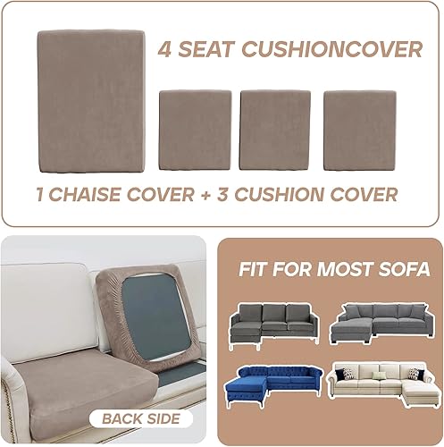 Miniatura 4 de Rosnek Fundas para sofá seccional, 4 piezas de 8.94 ozm más gruesas, fundas de cojín elásticas para sofá seccional en forma de L, fundas de