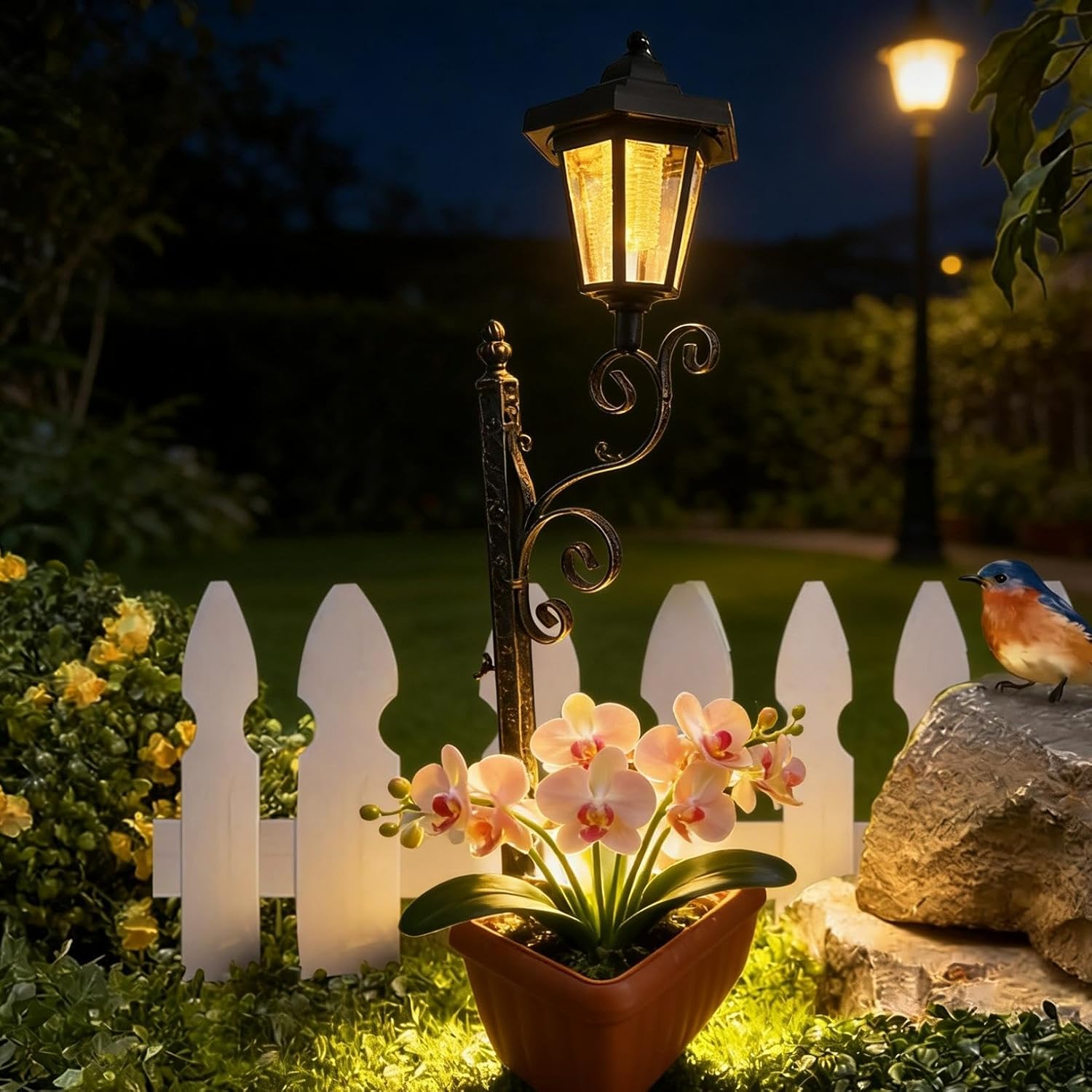 2-in-1 Outdoor Solar Lamp Post Light with Planter,Solar Lamp Post with Planter,Solars Lamps Postc for ardens Outdoor (Brown)