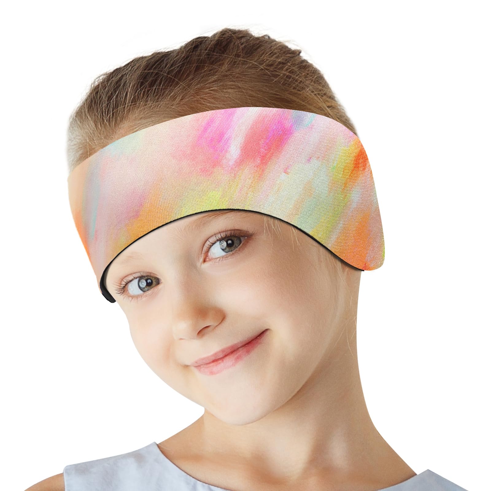 HeySplash Swimming Headband, Elastic Neoprene Swimming Earplugs Kids Ear Plugs Ear Band Swimmer Protection, EarGuard & Hair Guard for Kids Adult, Keep Water Out, Hold Earplugs in, M, Yellow Pink — image 1