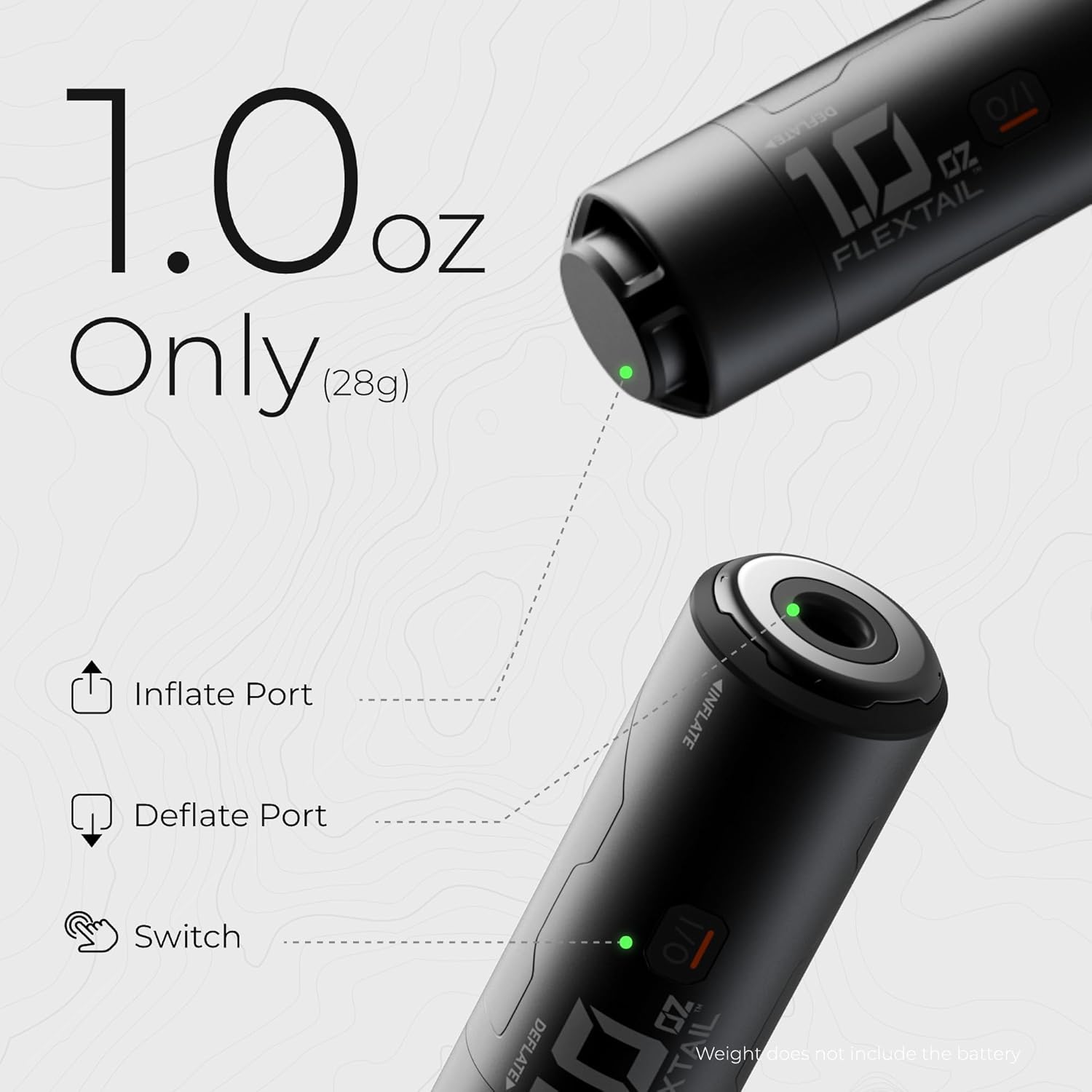 FLEXTAILGEAR Zero Pump 2 Air Pump for Inflatables, Rechargeable Air Pump Portable Air Mattress Pump, 1 oz Ultra-Mini Electric Air Pump for Pool Floats Air Bed Air Mattress