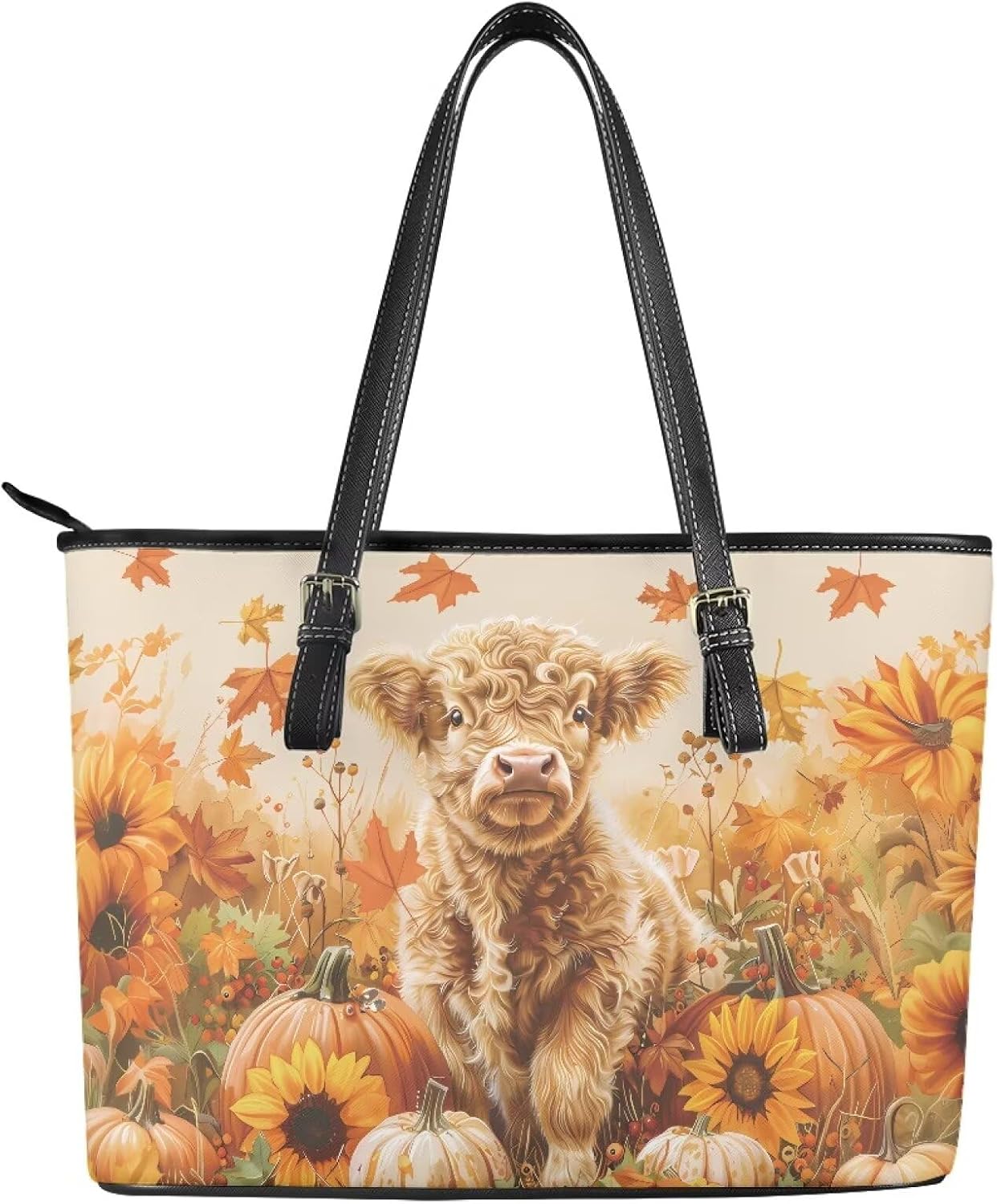 Fall Shoulder Bag for Women Medium Size Leather Tote Bag with Zipper for Women Work Waterproof Handbag for Shopping image 4