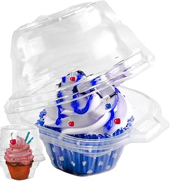 pack of 50 individual cupcake containers Strong and Sturdy Clear Plastic Cupcake Muffin Containers disposable 1 Compartment cupcake containers Cupcake Carrier Holder single cupcake favor box