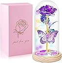QUNPON Gifts for Women Christmas Rose Gifts Flowers for Women,Birthday Gifts for Women,Womens Gifts for Christmas,Purple Butterfly for Mom Grandma,Sister,Her,Wife,Valentines Day