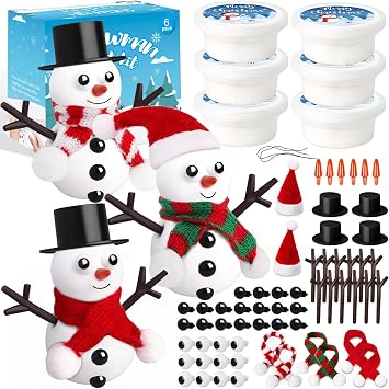 6 Pack Stocking Stuffers Kids, Christmas Crafts Snowman Kit Kids | Build a Snowman Kit,Non-Toxic Modeling Clay for Christmas Stocking Stuffers Party Favors for Boys Girls,Classroom Activities