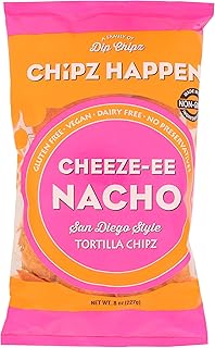 Chipz Happen So Cheez-ee Nacho Tortilla Chips, Dairy Free, 8 Ounces (Pack Of 12)