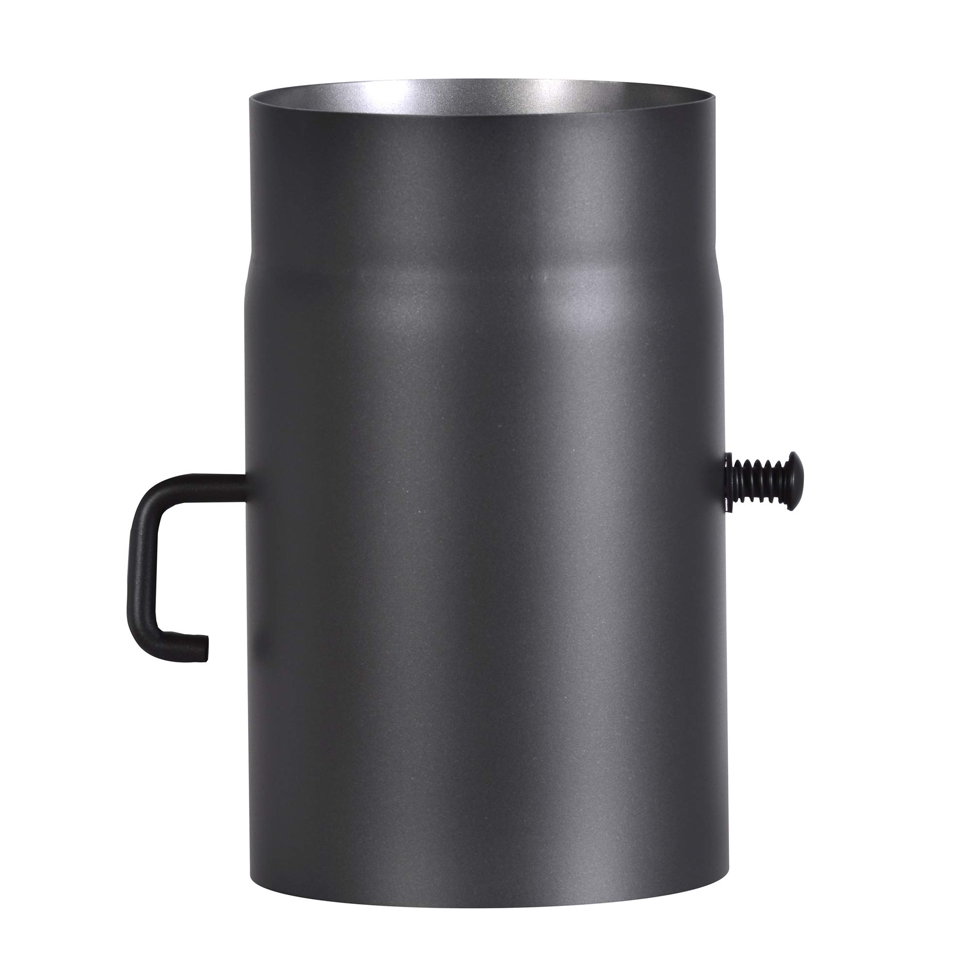 R150/2D 2mm Steel Stove Pipe (Smoke Pipe) 150mm Diameter for Stoves and Fire Pits Senotherm Black 250mm Long with Regulating Flap