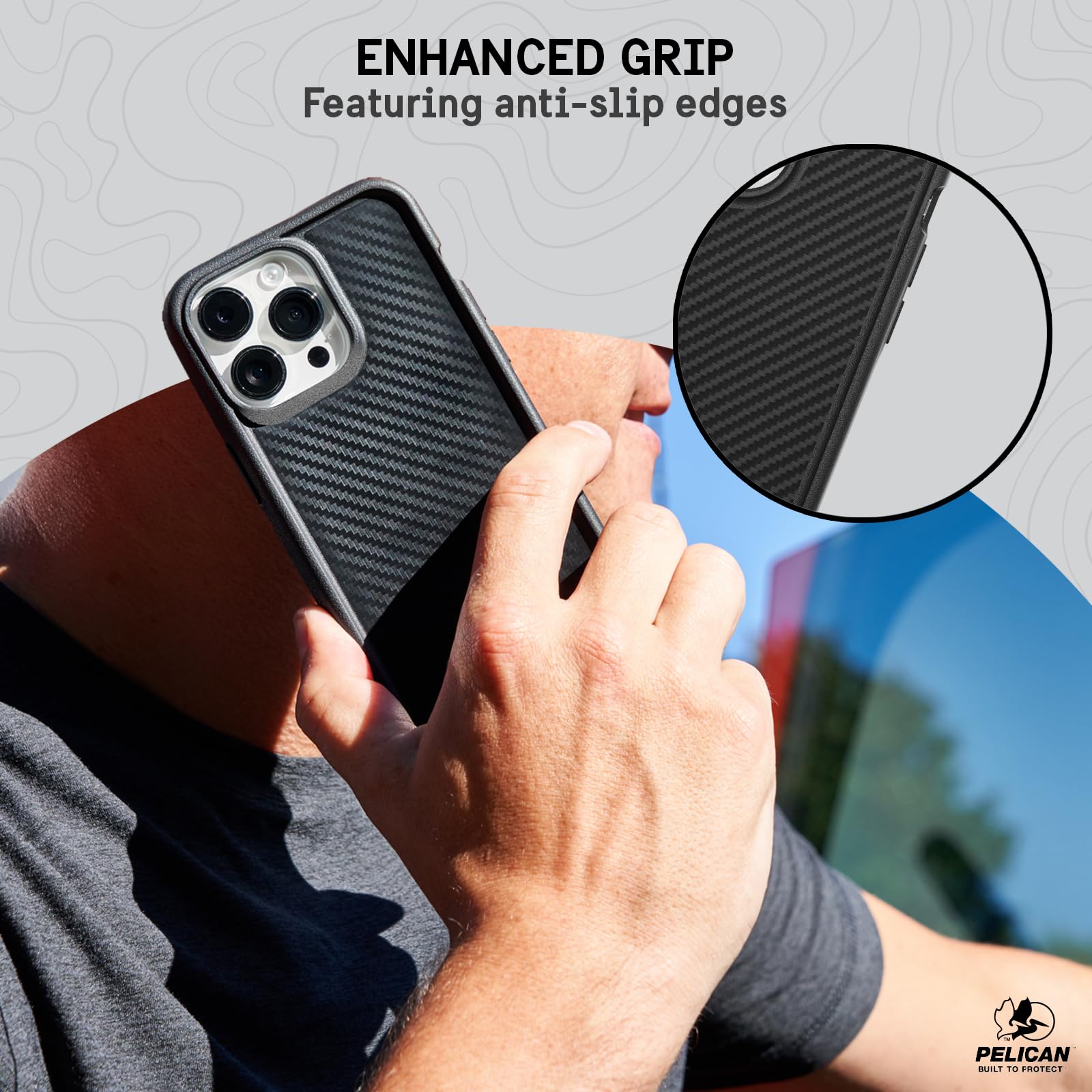 Pelican Protector Series - iPhone 15 Pro Hülle 6,1 Zoll [kompatibel mit MagSafe] Magnetische Handyhülle mit Anti-Scratch Tech [16 Fuß MIL-Grade Fallschutz] Schutzhülle für iPhone 15 Pro - Carbon