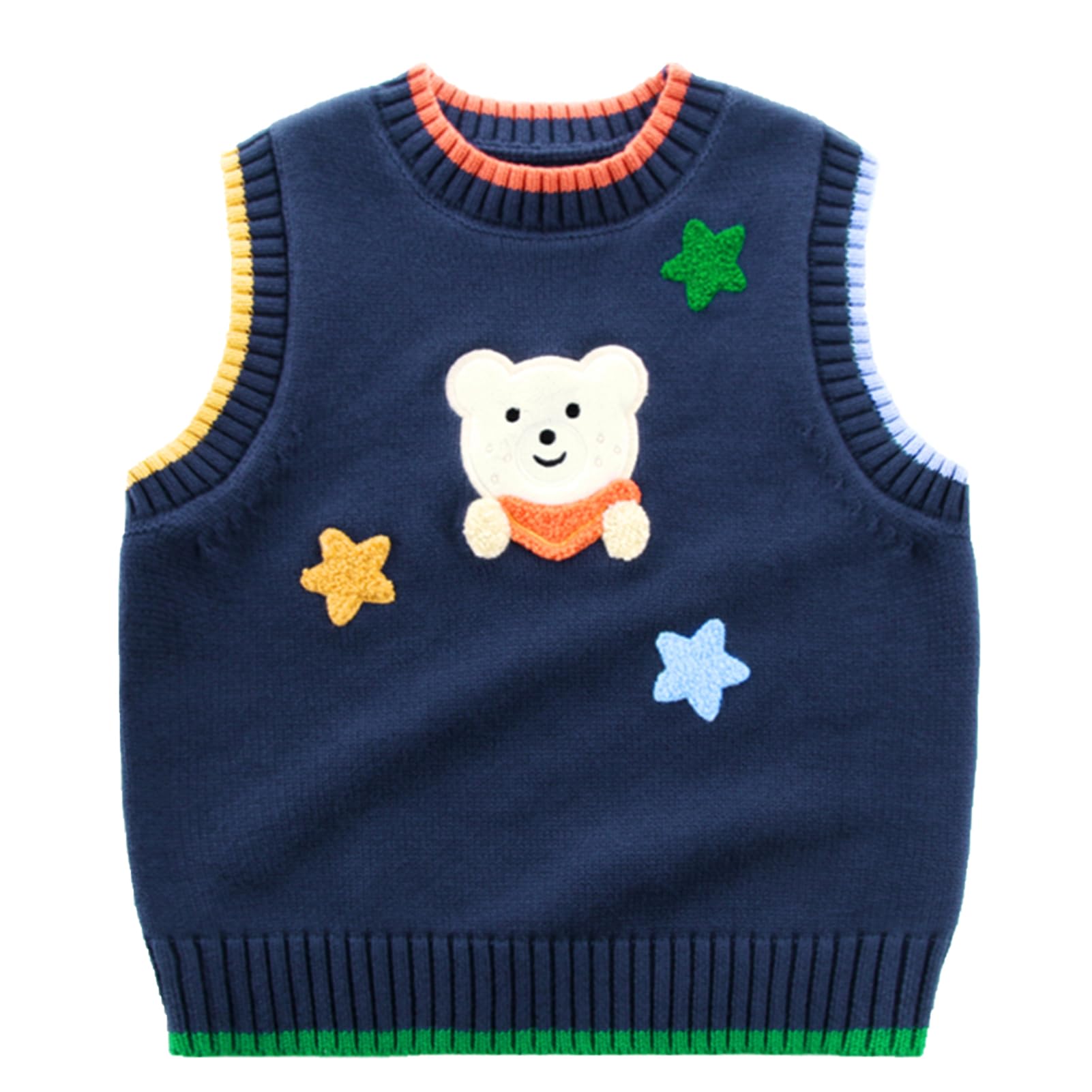 Yimutian Chaleco de Punto para niños Suéter sin Mangas de Algodón con Cuello en V Ropa de Primavera y otoño