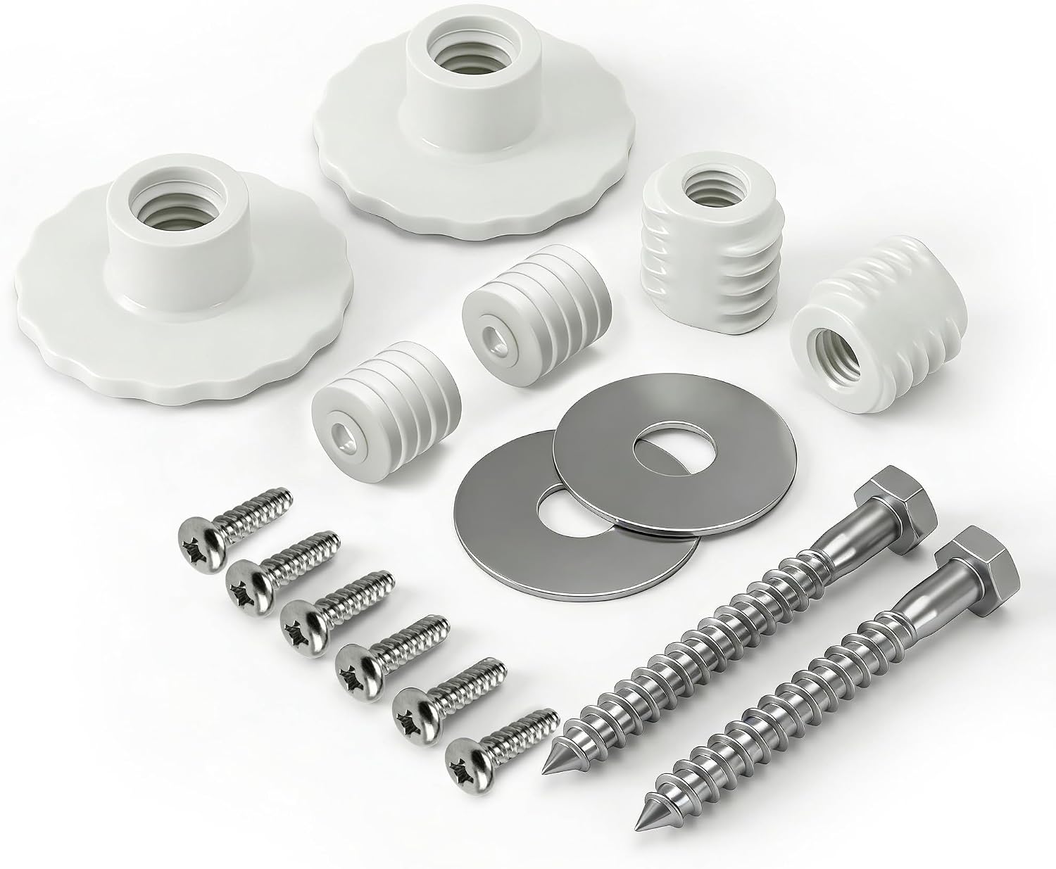 Grab Bar Mounting Kit for Fiberglass Showers, Grab Bar Anchors with Adjustable Spacers (15/16" to 2-1/8"), Shower Install Kit for Installing Grab Bar to Stud, 1 Pair