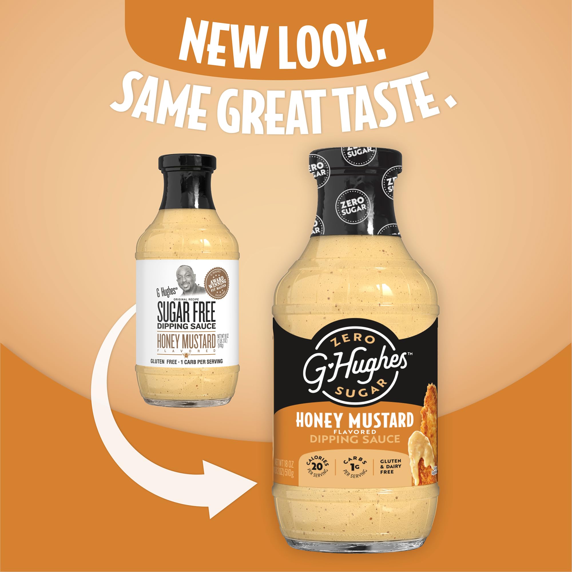 G Hughes Sugar Free Barbecue Sauce - Honey Mustard Sugar Free Dipping Sauce 18 Ounce Each - (3 Pack)